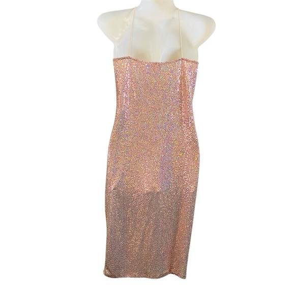 Mind Code Rose Glittering Sequin Slip Dress Sz-Small - Picture 3 of 5
